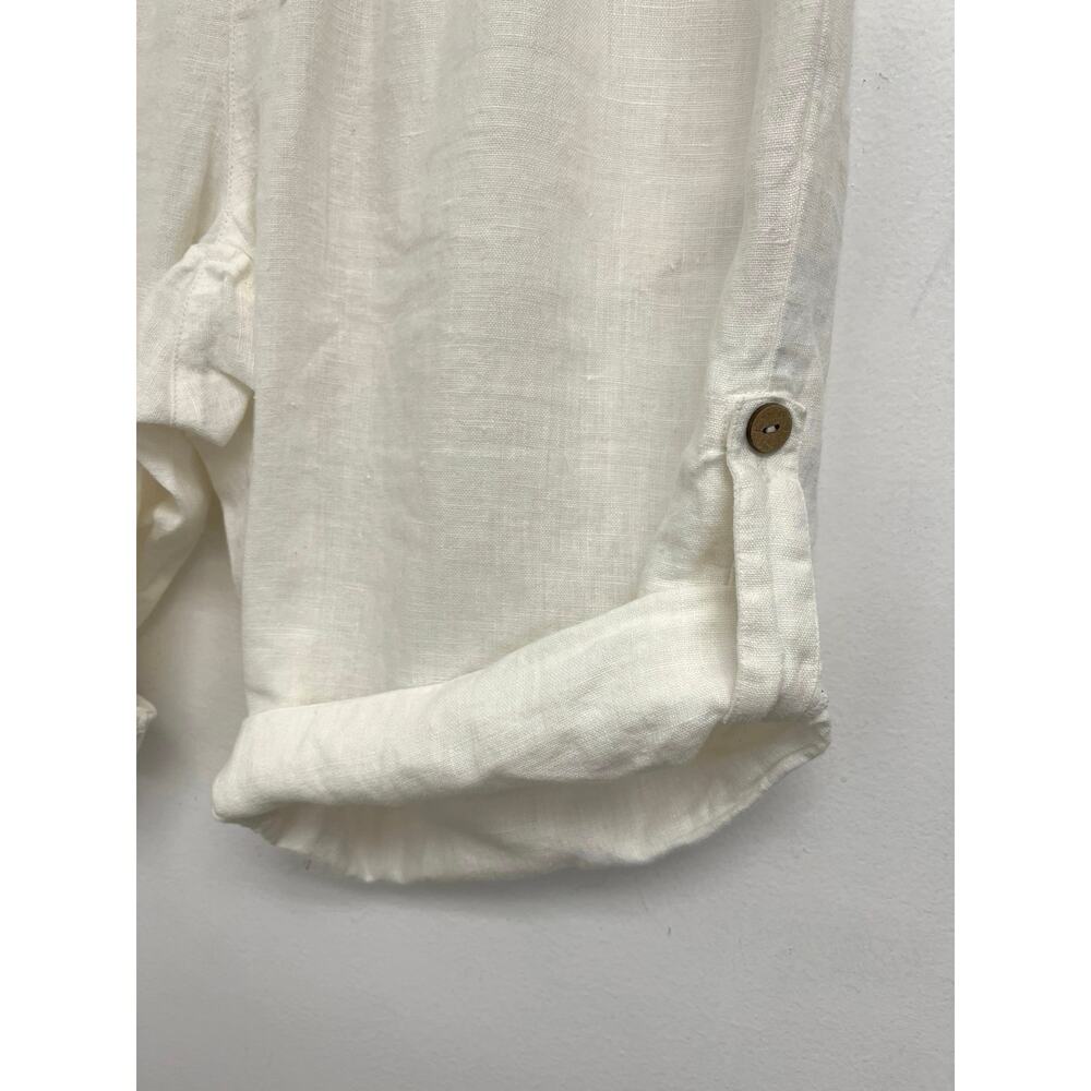 Magic Linen Roll Tab Cuffed 9” Bermuda Drawstring Coastal Relaxed Shorts - Large - Picture 7 of 11